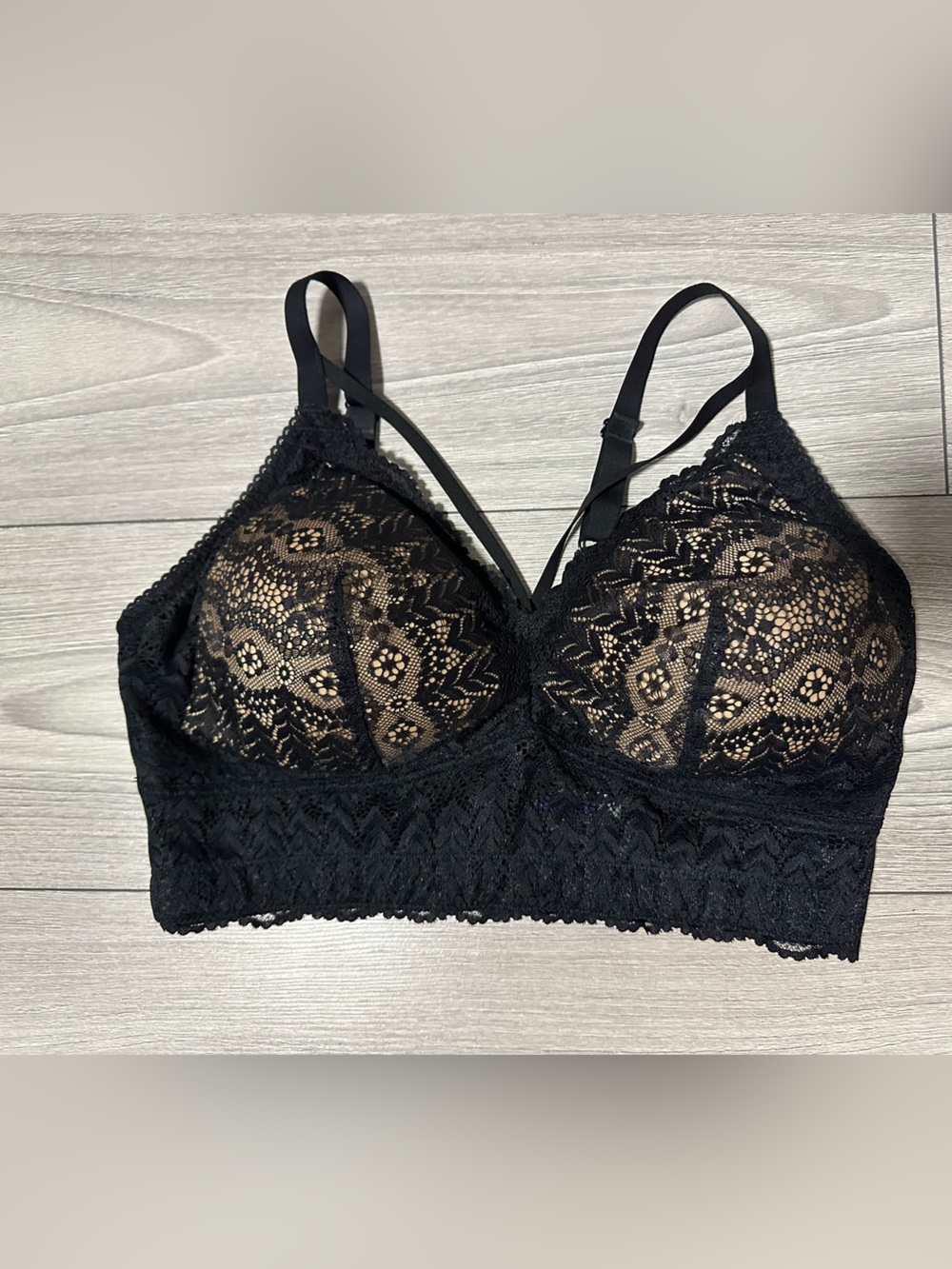 Parfait Black Lace “Mia” Long Line Full Bust Wire Free Bralette -